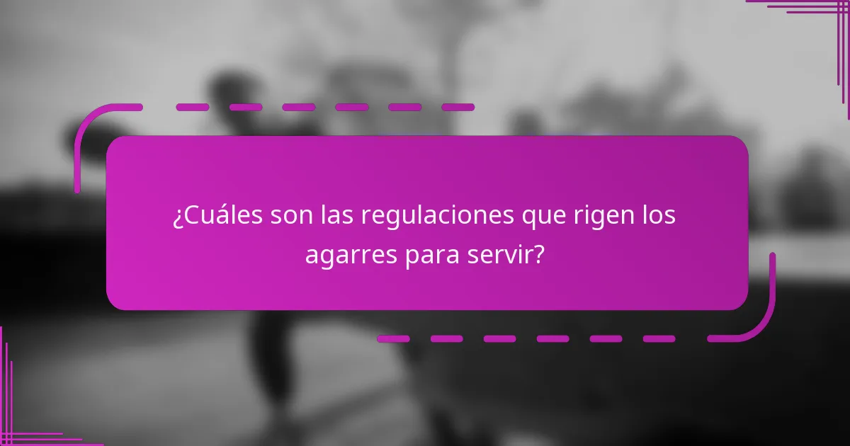 ¿Cuáles son las regulaciones que rigen los agarres para servir?