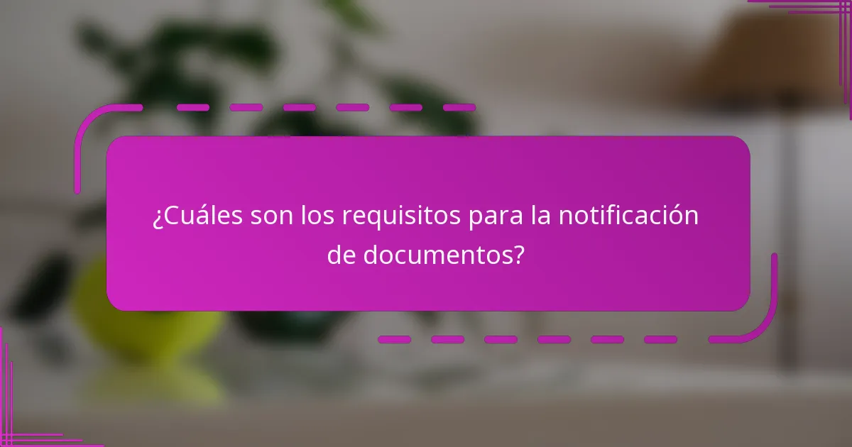¿Cuáles son los requisitos para la notificación de documentos?
